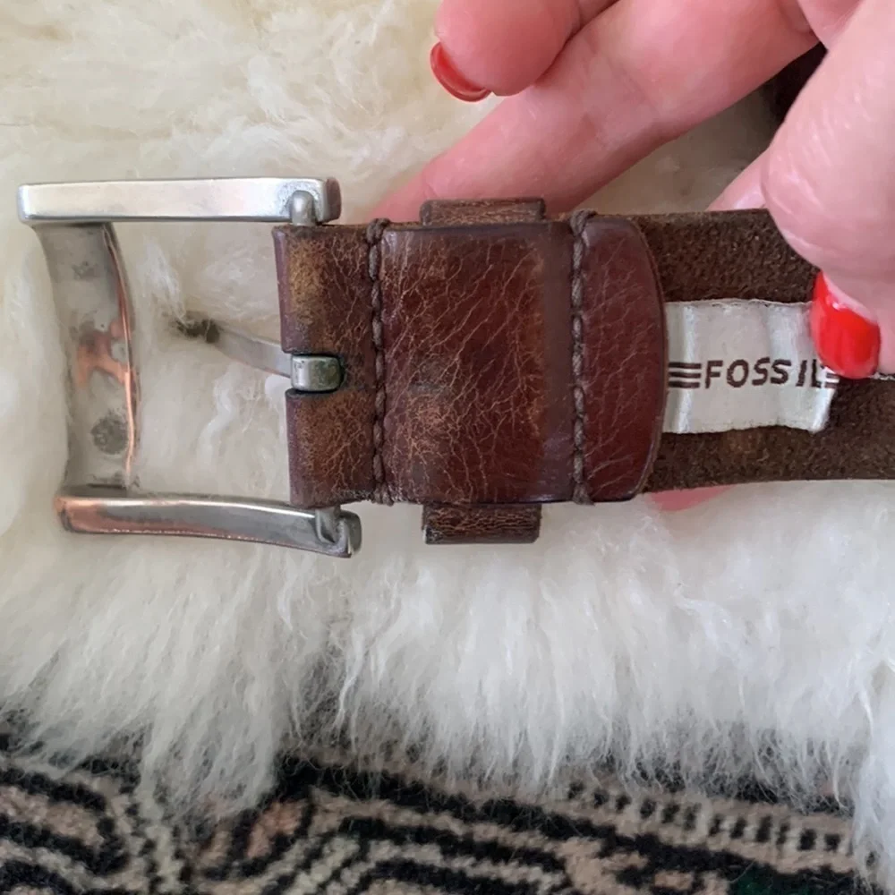 Fossil brown genuine leather men’s belt, size 42